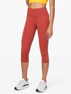 Lululemon Fast and Free Crop II 19" Nulux ✧ Cayenne ✧ Size 4